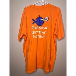Big Hed Designs Orange Stress Blows St. Marten West Indies Blowfish Shirt XL